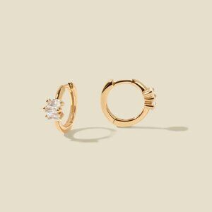 Made by Mary CZ Baguette Huggie Hoop Earrings and Necklace Set